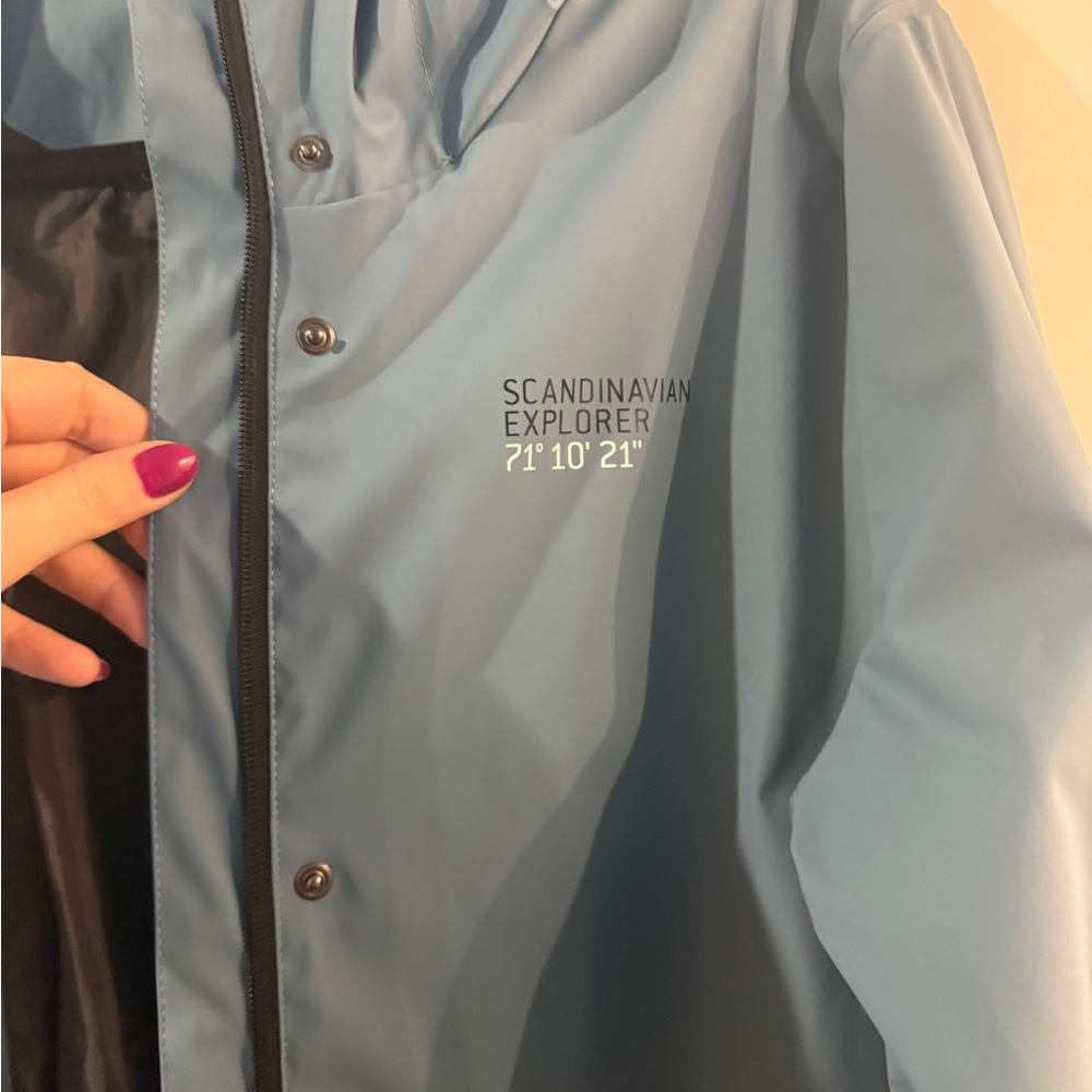 Waterproof Slate Blue Women's Rain Jacket with Hood - Picture 7 of 9